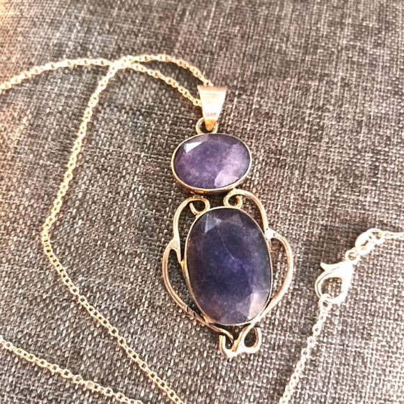 New dyed quartz & sterling necklace - Picture 2 of 5